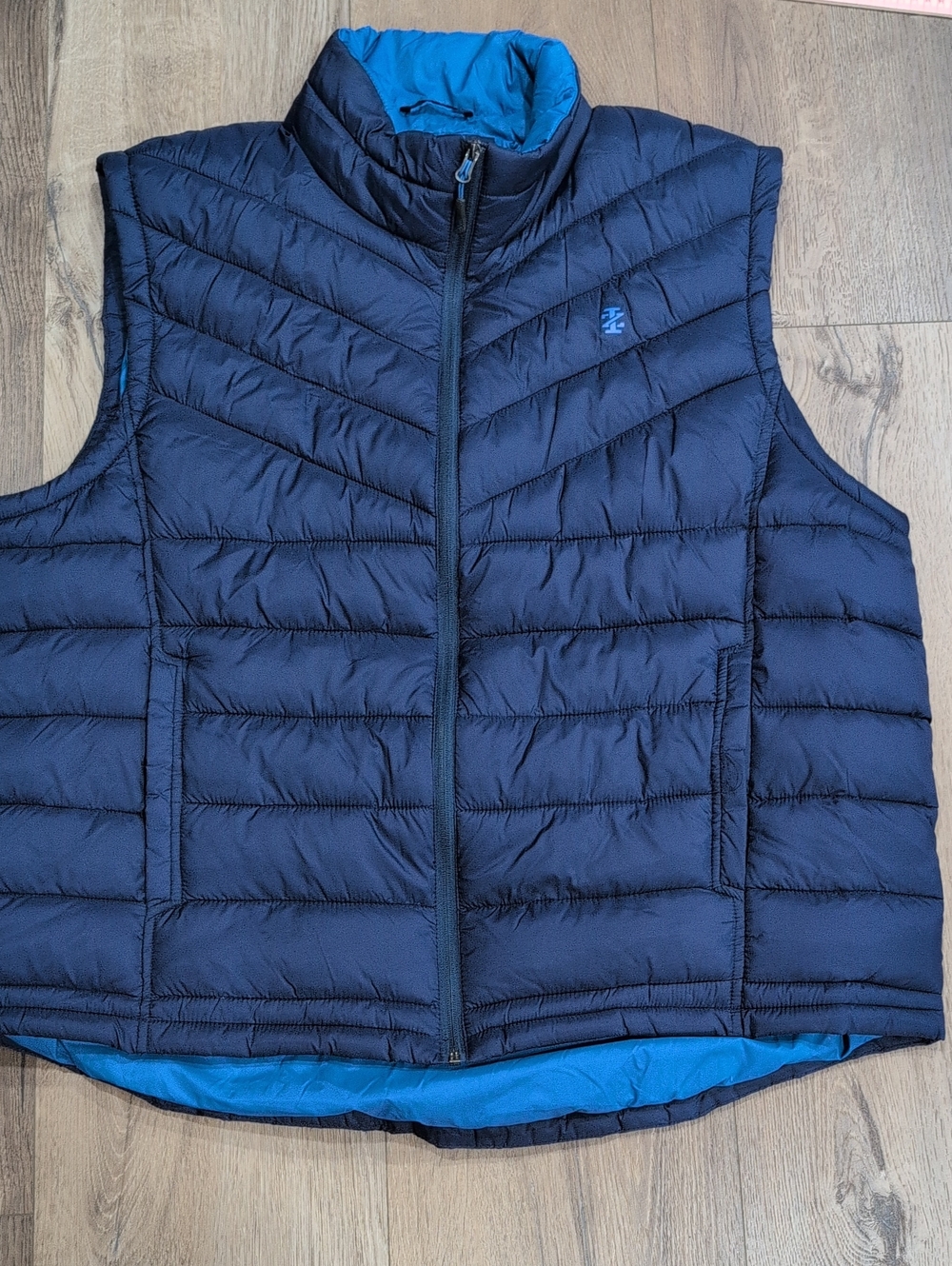 Izod Navy Quilted Puffer Vest with Bright Blue Lining